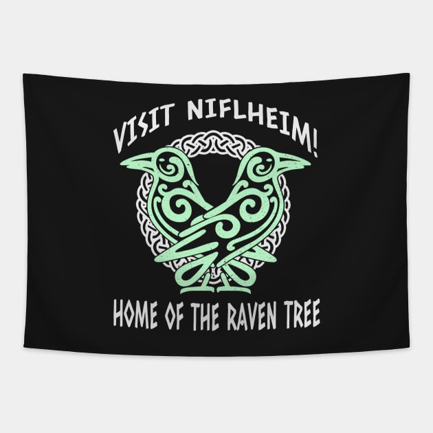 Visit Niflheim! Home of the Raven Tree | War God | Nine Realms | Odin's Ravens | Norse Mythology | Gifts for Gamers | Viking Gifts Tapestry by Notsoravyn