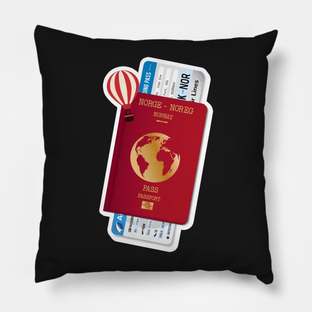 Norwegian Passport Sticker, Norway lovers, Happy country, Passport Pillow by norwayraw