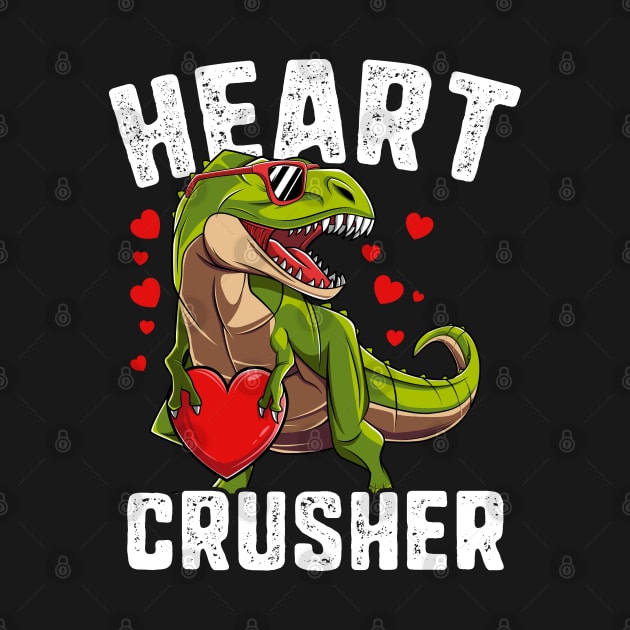 Heart Crusher Dinosaur T Rex Valentines Day Gift For Boys Kids by HCMGift