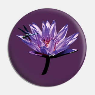 Water Lilies - Dragonfly on Purple Water Lily Pin