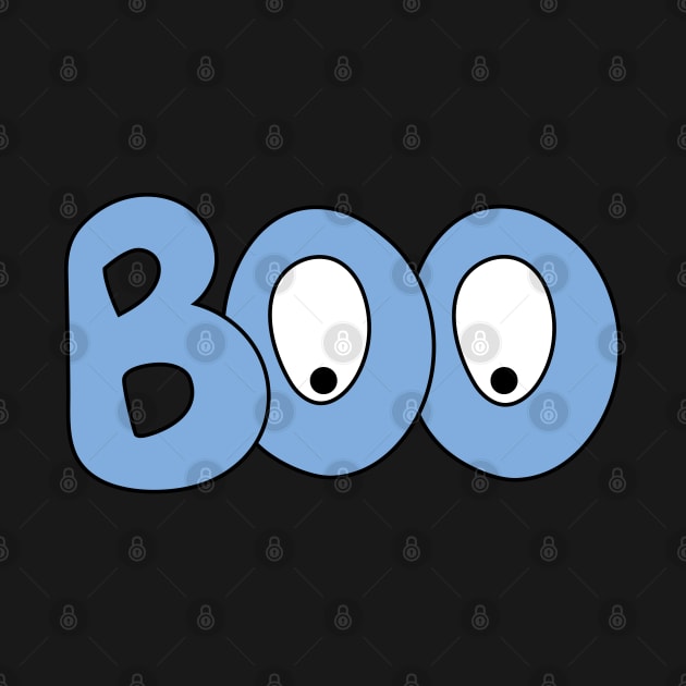 BOO text art cartoon eyes blue bubble letters by Angel Dawn Design