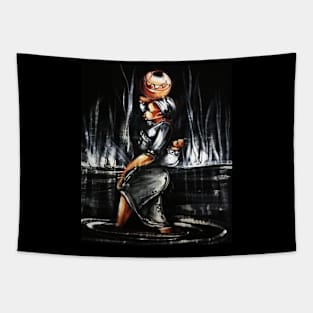 African Woman Carrying Child, African Black History Art Tapestry