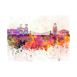 Bristol skyline in watercolor background T-Shirt