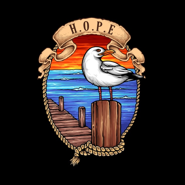 Seagull is all H.O.P.E for sailor who got lost in the ocean by FêriStore'