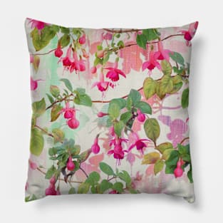 Rainbow Fuchsia Floral Pattern Pillow