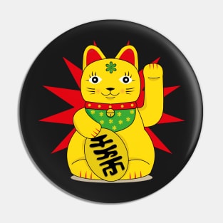 Yellow Maneki Neko Lucky Good Fortune Cat Pin