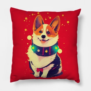 Christmas corgi portrait Pillow