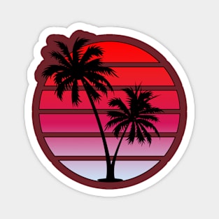 Retrowave Red Sunset Design Magnet