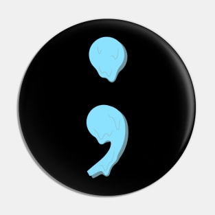 dripping/melting semicolon in pastel blue Pin