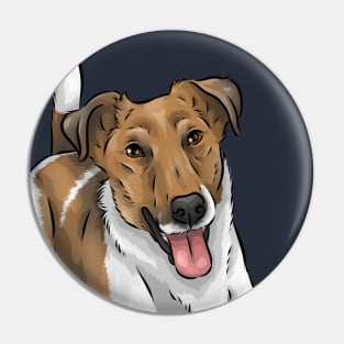 Happy Smooth Fox Terrier | White and Tan | Cute Dog Art Pin