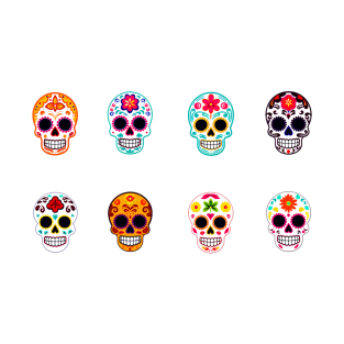 Sugar Skull Die-Cut Sticker Set: Harvest Colors T-Shirt