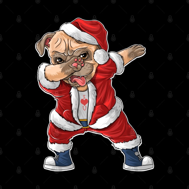 Dabbing Dog Santa Hat Christmas by DragonTees