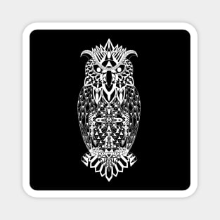 black mr owl in ecopop pattern aesthetic art Magnet