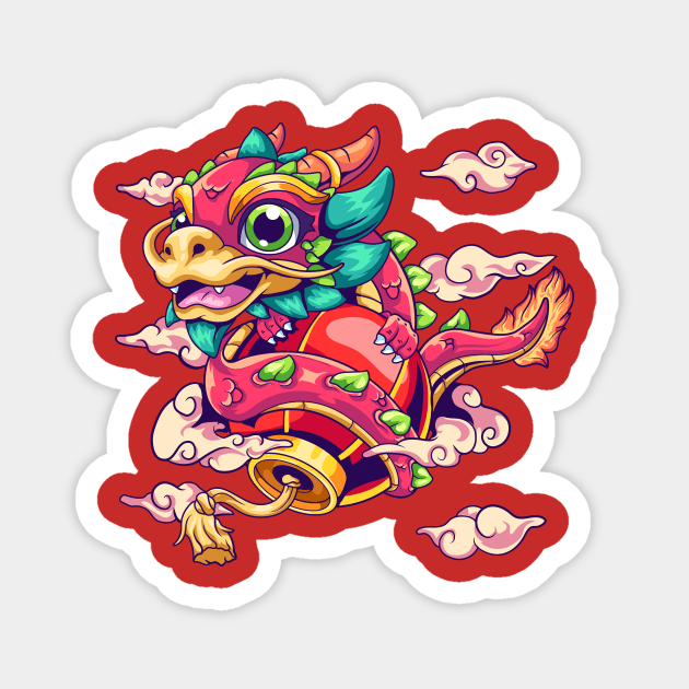 Red Dragon - Lunar New Year Magnet by almalikstoryteller