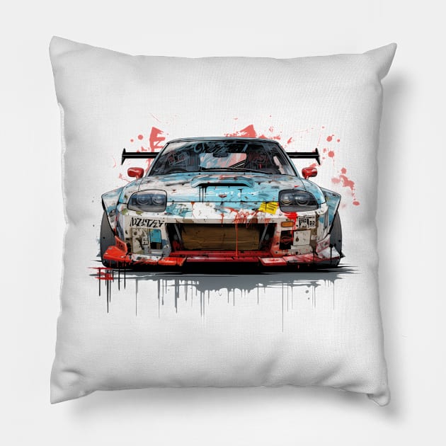 90s retro vintage japanese old school sport car manga anime Pillow by bulografik