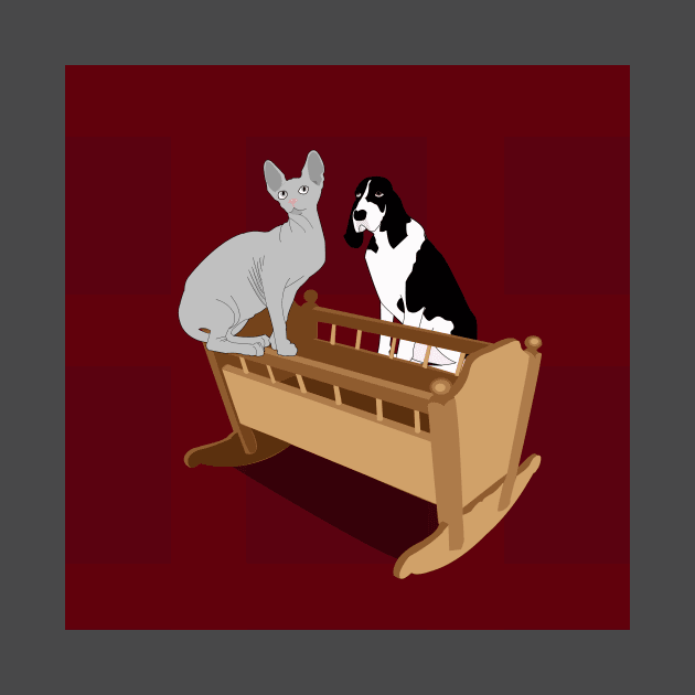 Sfinks Cat, Dog and Cradle by momomoma