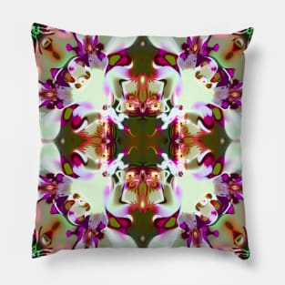 Trippy Orchid Kaleidoscope Design Pillow