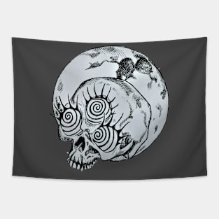 Mesmer-Eyelash Skull with Moon 2 Tapestry