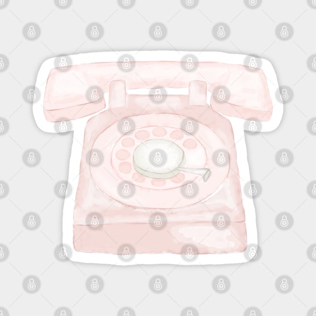 Pink Rotary Phone Magnet by HB Loves Crafts