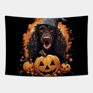 Irish Water Spaniel Dog Halloween Tapestry