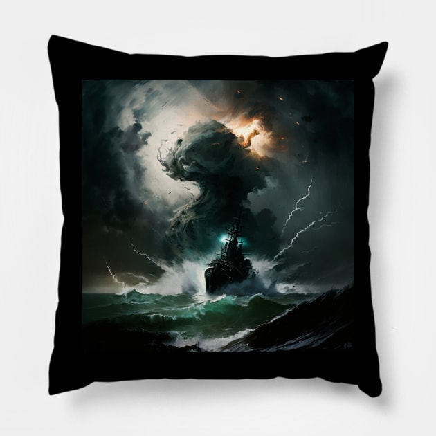 sky boat dark horror Pillow by PicRidez