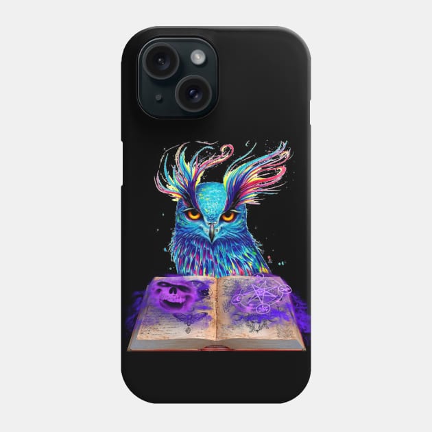 Graphic Design Magic Owl With Spell Book Phone Case by Sveteroc