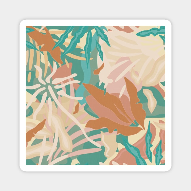 Abstract Tropical Plants / Turquoise and Pastels Magnet by matise