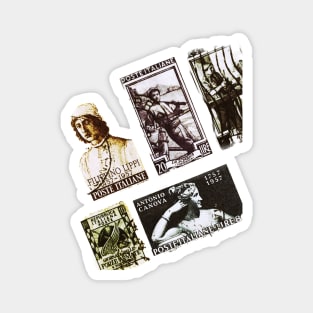 Vintage Italian History Stamps Postcards Mail Magnet