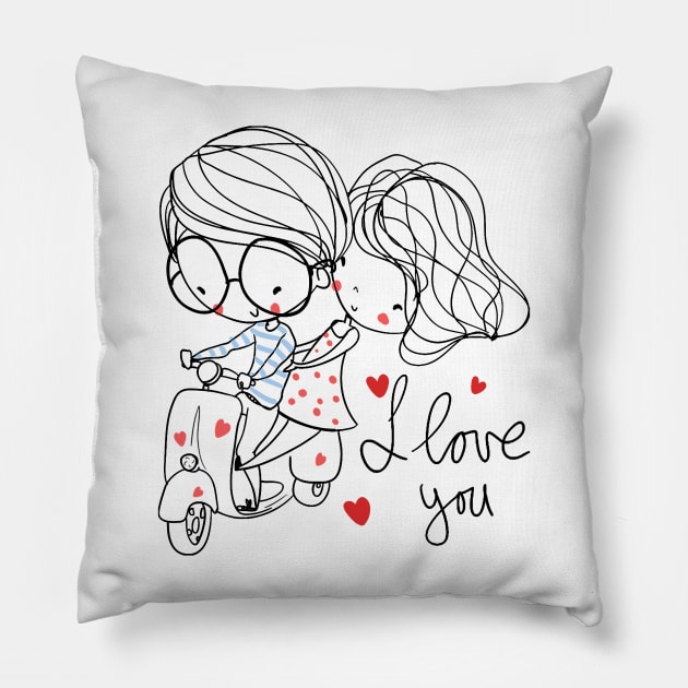 I LOVE YOU Pillow by piksimp