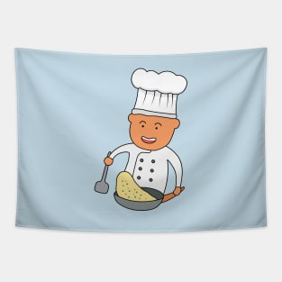 chef cooking and flipping fried rice Tapestry