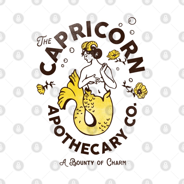 "Capricorn Apothecary Co: A Bounty Of Charm" Cool Zodiac Art by The Whiskey Ginger