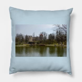 The pond and ruins of medieval castle Pillow