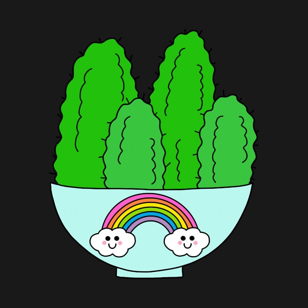 Cute Cactus Design #154: Cacti In Cute Rainbow Bowl by DreamCactus