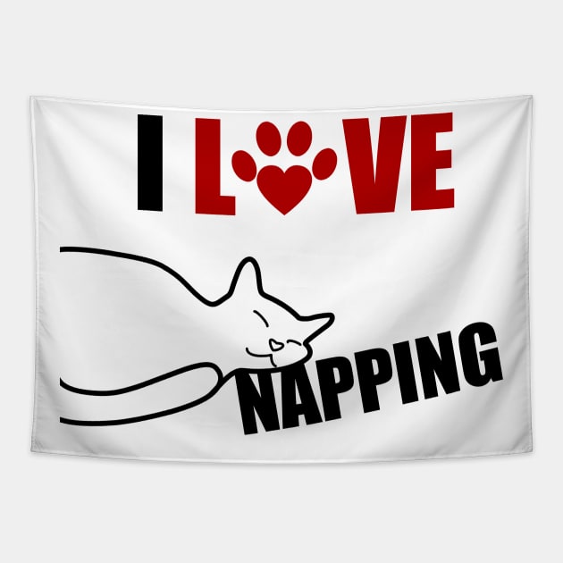 I Love Napping Cat Tapestry by Darquill T-Shirts