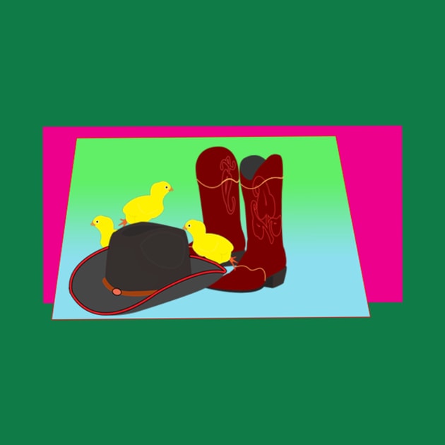 Cowboy boots, hat and chicken by momomoma