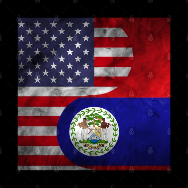 USA and Belize Dual Flag Yin Yang Combination by Family Heritage Gifts