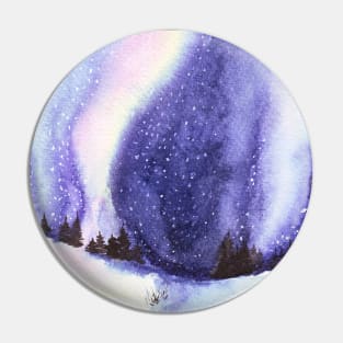 Aurora Borealis above Winter Wonderland Pin