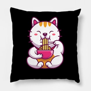 Ramen T-Shirt Cat Tshirt Kawaii Anime Tee Japanese Gift T-Shirt Pillow