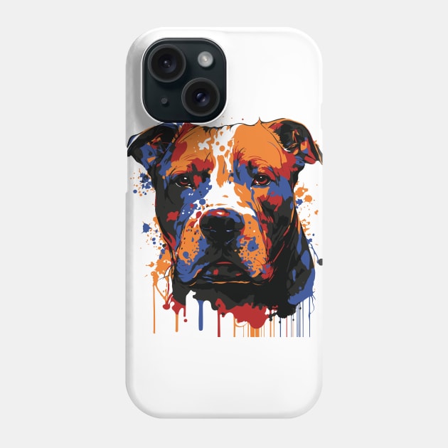 Colorful American pit bull face art Phone Case by HB WOLF Arts