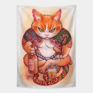 Grumpy Yakuza Cat (Nekomata Series) Tapestry