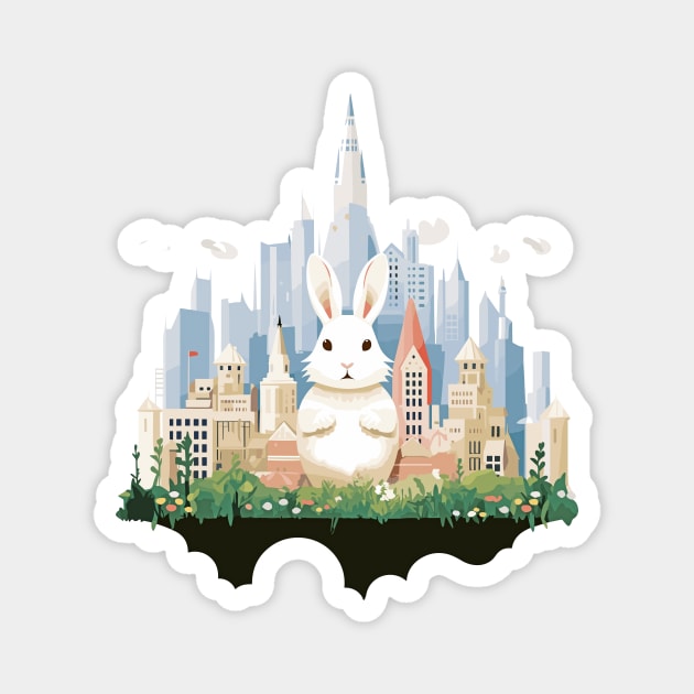 Rabbit Bunny Animal Beauty Nature City Discovery Magnet by Cubebox