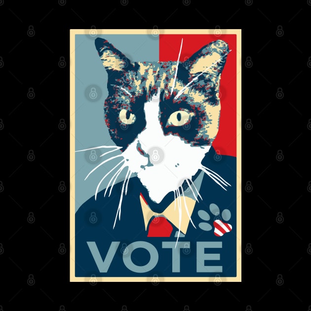 Cat running for president (Obama Hope logo) by sketchpets