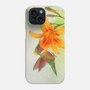 Hummingbird and Orange Day Lily Phone Case