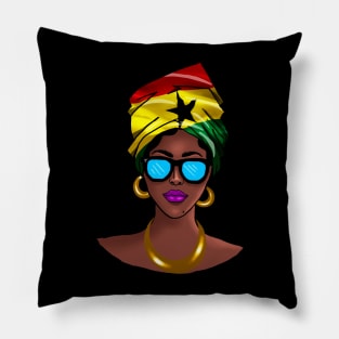 African woman with Ghana Flag headscarf Pillow