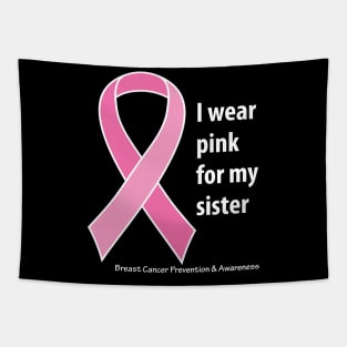 Breast cancer ribbon for sister, white type Tapestry