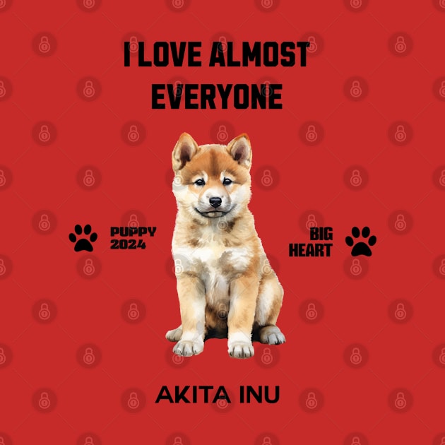 Akita Inu i love almost everyone by DavidBriotArt