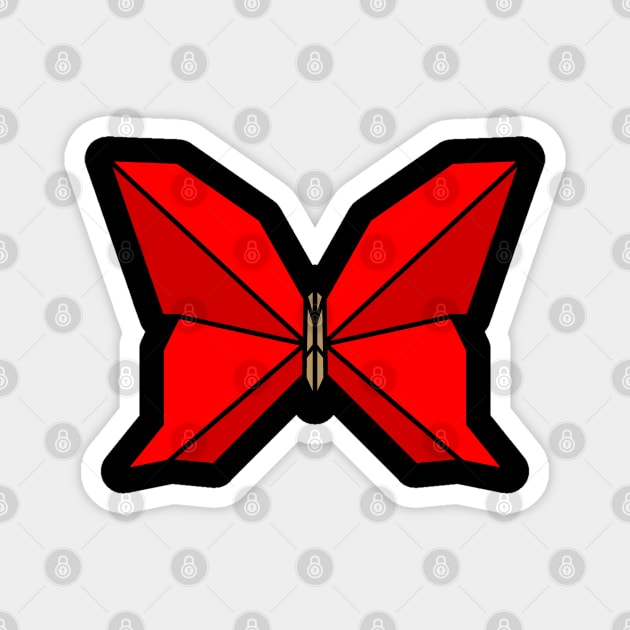 Red Origami Butterfly Magnet by Numerica