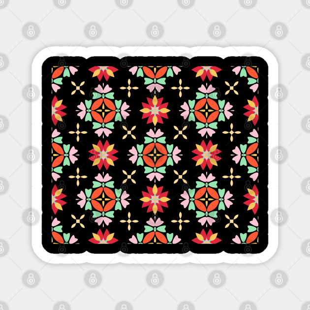 repeated pattern with colorful and illustrative flowers Magnet by Vector Pro