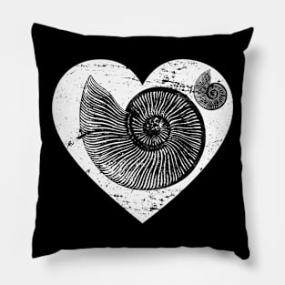 Fossilized Ammonite Heart Love Shell Archaeology Teacher Gift Pillow