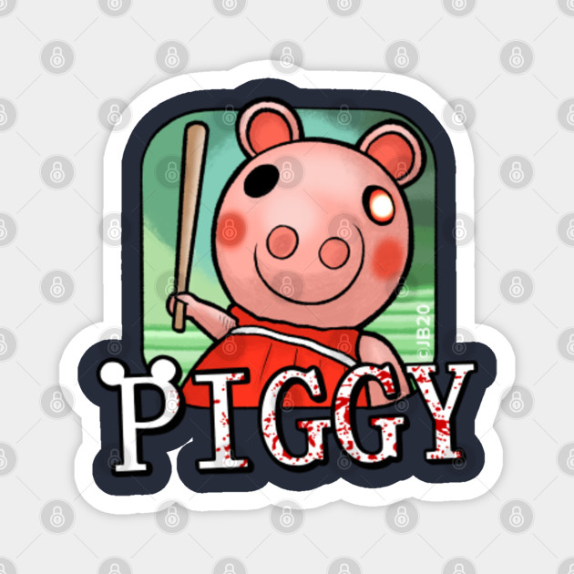 Piggy With Bat And Logo Roblox Magnet Teepublic - roblox game piggy animation